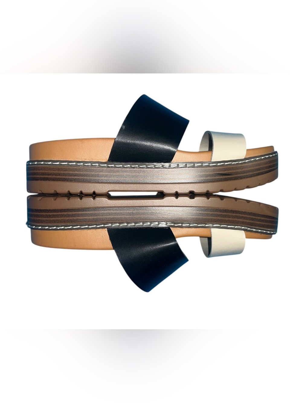 Me Too Two Tone Platform Slide Sandal 5.5 Black Y2K - Picture 3 of 6